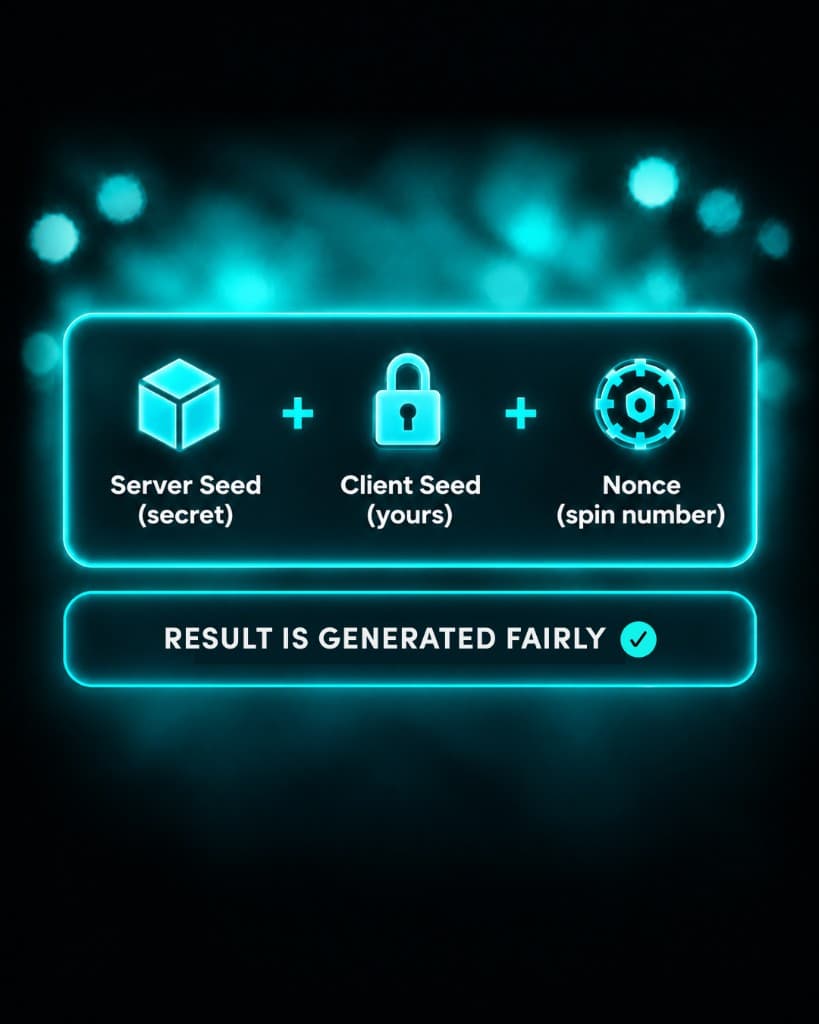 Server Seed, Client Seed, and Nonce combining to generate a fair result
