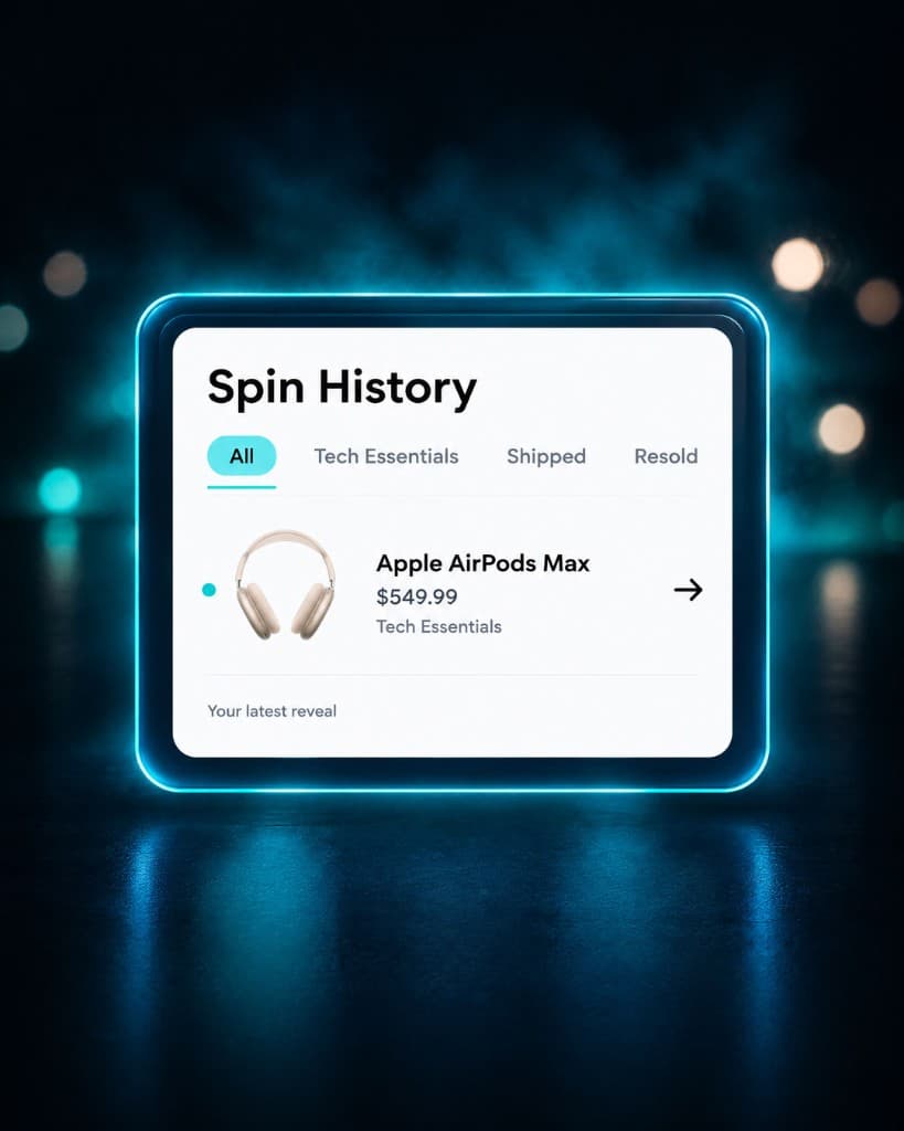 Spin History showing an Apple AirPods Max ready to resell