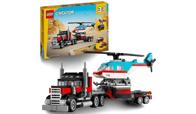 3in1 Flatbed Truck with Helicopter Toy 31146
