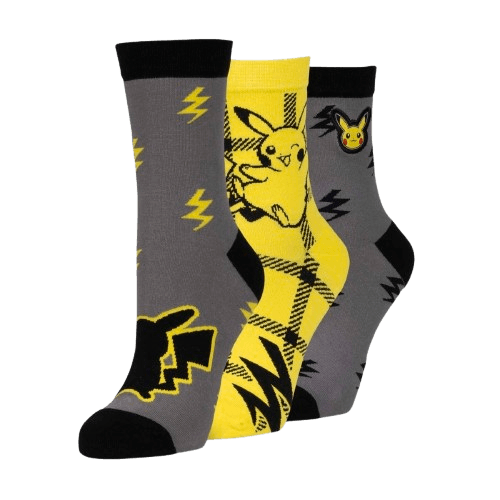 Pikachu Energized Prints Ankle Socks (3 Pairs) (One Size-Adult)