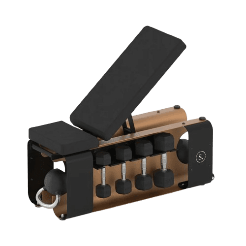 Solo Signature Storage Bench (Adjustable) with Heavy Weights Set/Wheels & Handle - Black/Bronze