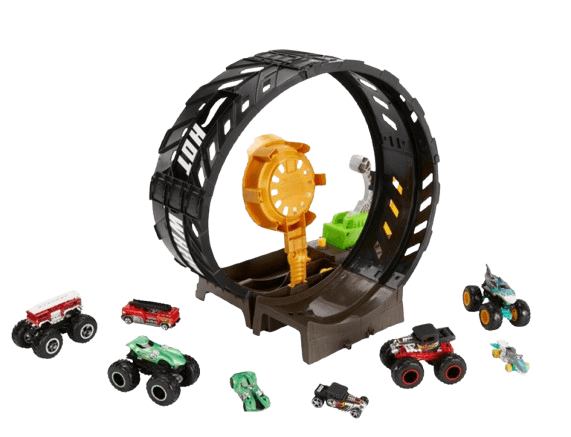 Hot Wheels Monster Trucks Epic Loop Challenge Playset with 8 Die-Cast Cars