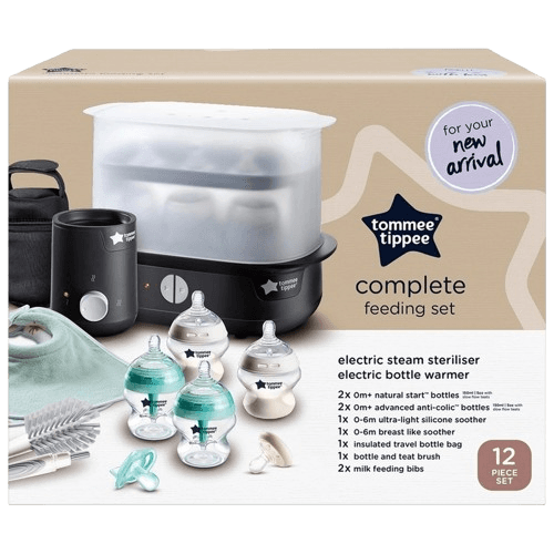 Tommee Tippee Complete Feeding Set with Electric Steam Steriliser 12 Piece Black