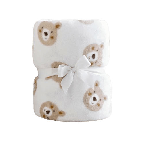 Natural Bear Print Fleece Blanket