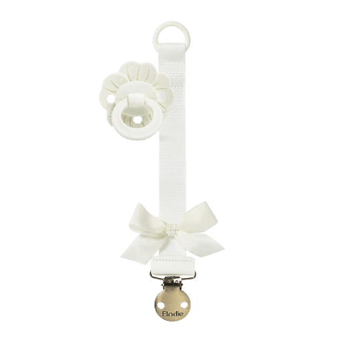 Elodie Binky Bloom Soother & Soother Clip Set - Vanilla White