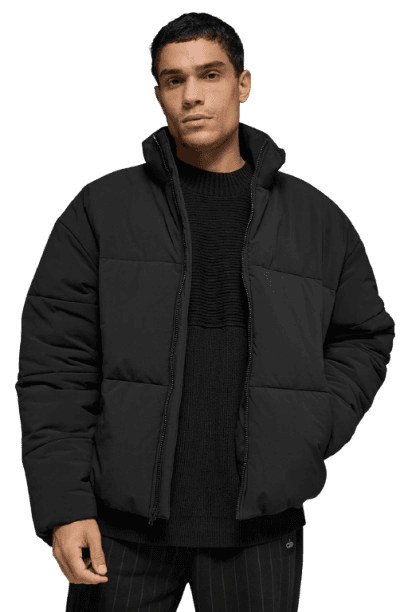 Stretch Woven Street Puffer-Black