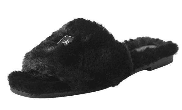 ALO Classico Faux Fur Sandal-Black