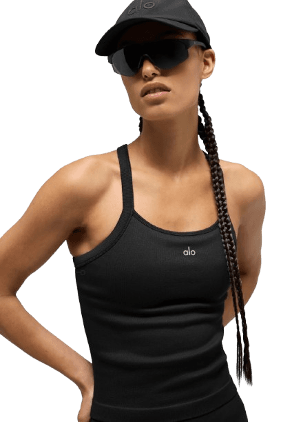 Seamless Ribbed Favorite Full Length Bra Tank-Black