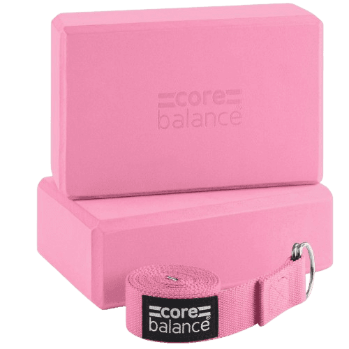 Yoga Blocks Set Of 2 with Adjustable Strap-Pink