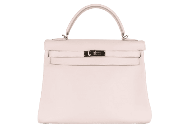 Hermès Kelly 32 Rose Dragee Swift Palladium Hardware - Preloved