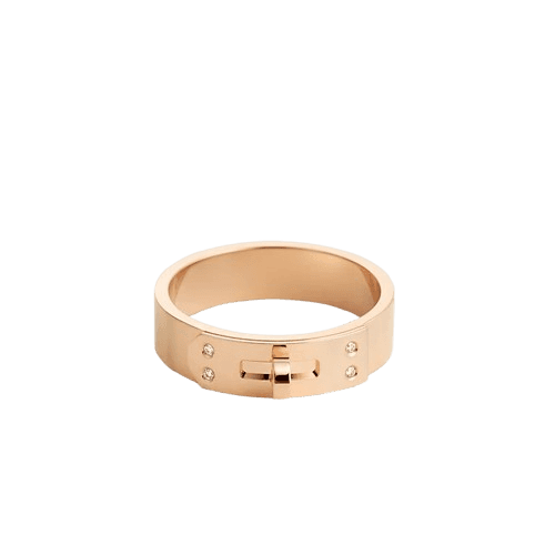 Hermès Kelly Ring Small Model - Rose gold set with 4 diamonds
