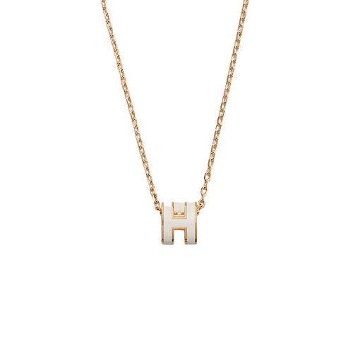Hermès Mini Pop H Pendant Yellow Gold / Blanc
