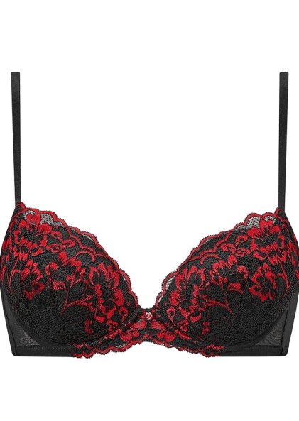Ann Summers Sexy Lace Padded Plunge Bra - Black/Red