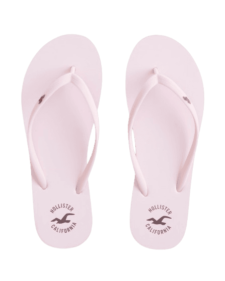 Hollister Rubber Logo Flip Flops - Light Pink