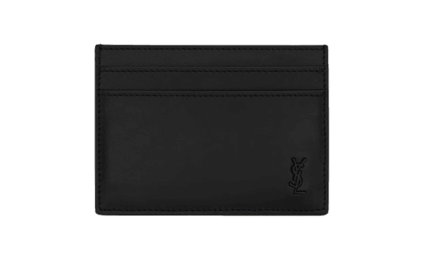 YSL TINY CASSANDRE Card Case in Matte Leather - Black