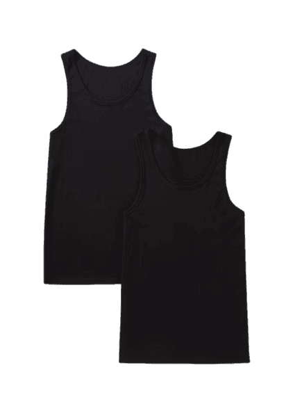 Matalan 2 Pack Black Cotton Vests