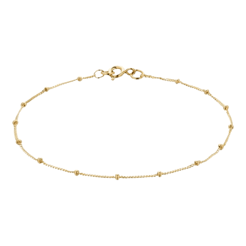 Goldsmiths 9ct Yellow Gold Beaded Chain Bracelet
