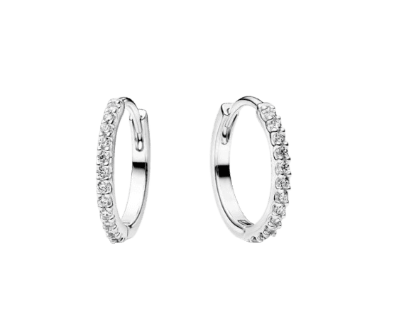 Pandora Sparkling Mini Hoop Earrings - Sterling silver