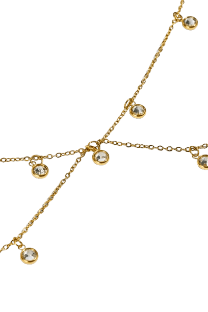 Cernucci Double Layer CZ Droplet Body Chain - 10mm - Gold