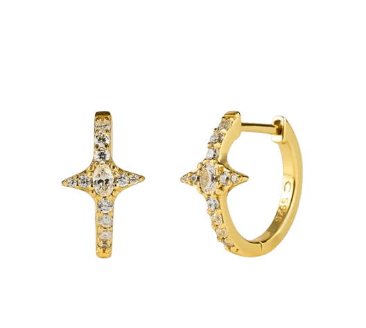 Cernucci Clear Star Hoop Earrings