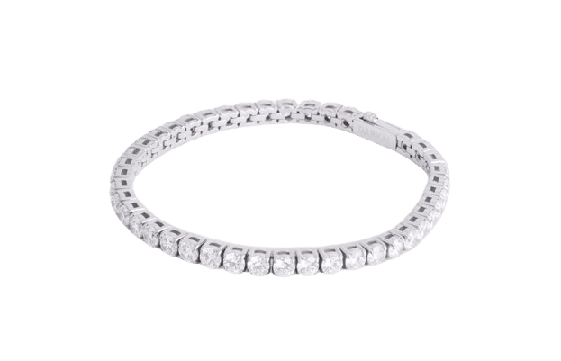 DARKAI Tennis 18ct White Gold-Plated Stainless Steel, Brass And Pavé-Stone Bracelet