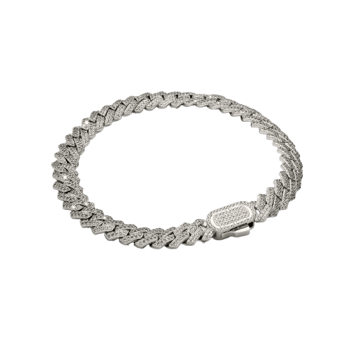 CRAFTD Prong Link Iced Cuban Bracelet (Silver) 8mm