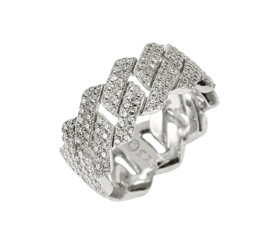 Cernucci Prong Cuban Ring - 10mm - White