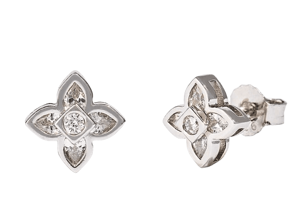 Cernucci Iced Cross Motif Stone Stud Earrings - 8mm