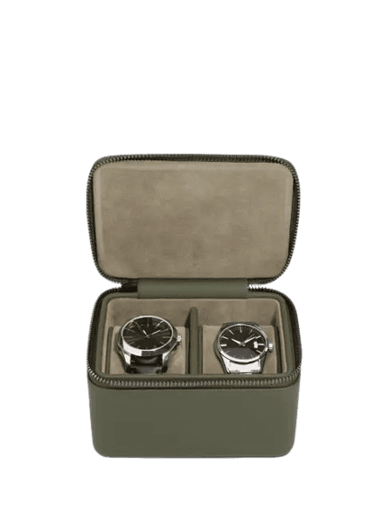 Stackers Zipped Travel Watch Box - Olive Green