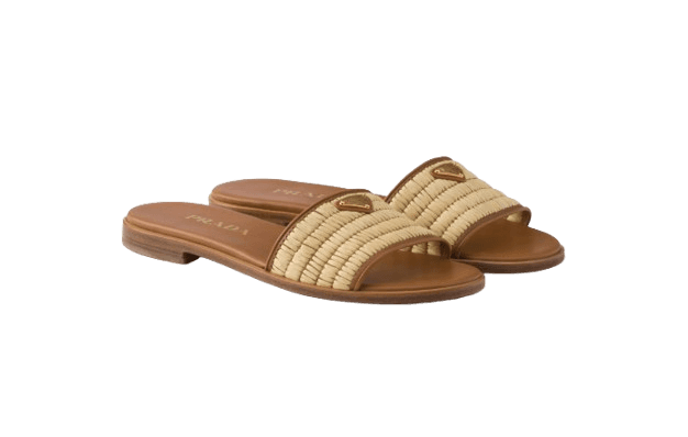 Prada Leather and crochet slides