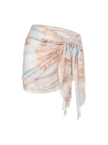 Grace Jacob Cloud printed Mesh Sarong Skirt