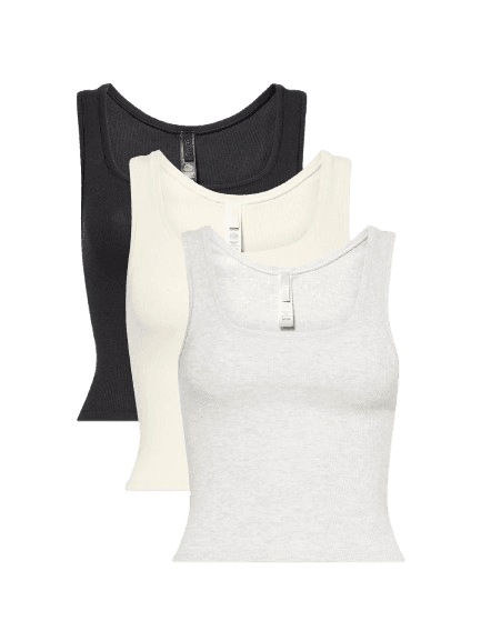 Skims Ribbed Scoop-Neck Pack of Three Cotton-Jersey Tank Tops