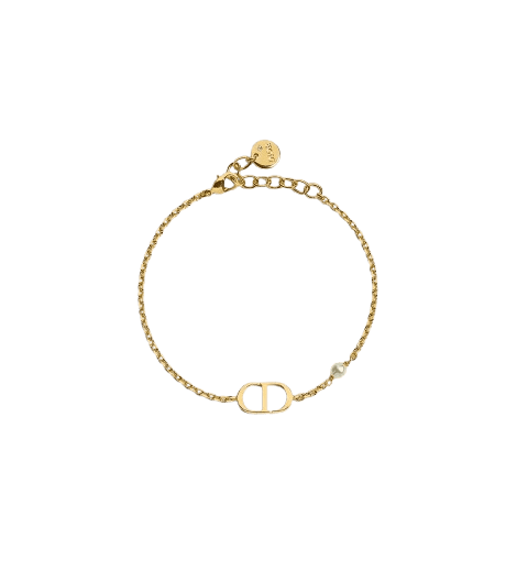 Dior Petit CD Bracelet Gold-Finish Metal and White Resin Pearl