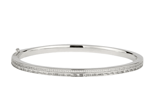 Cernucci Iced Tennis & Baguette Stone Bangle - 4mm - White