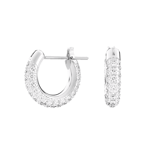 Swarovski Dextera hoop Earrings Pavé, Small, White, Rhodium plated