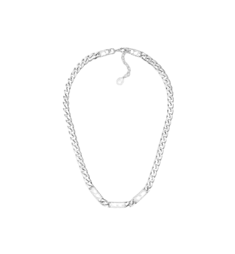 Dior Cannage Chain Link Necklace Silver