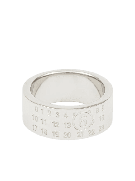 MM6 Maison Margiela Numeric engraved polished ring