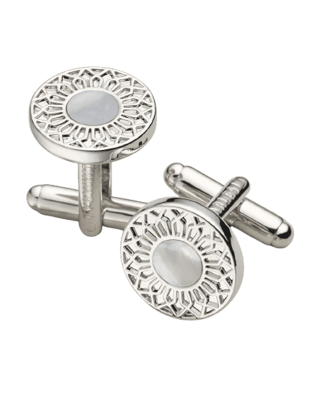 Charles Tyrwhitt Mother of Pearl Round Cufflinks - Silver
