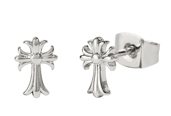 Cernucci Polished Cross Earrings - 8mm - White