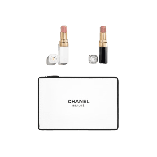Chanel The Day and Night Lip Set Rouge Coco Baume 928 Pink Delight + Flash 54 Boy and Pouch