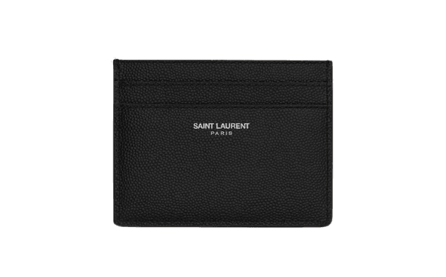 Saint Laurent Paris credit card case in grain de poudre leather BLACK
