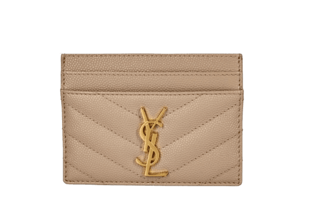 Saint Laurent Cassandre Mattelassé Card Case Dark Beige