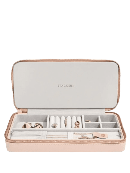 Stackers Sleek Necklace Zipped Travel Jewellery Box - Blush/Rose Gold