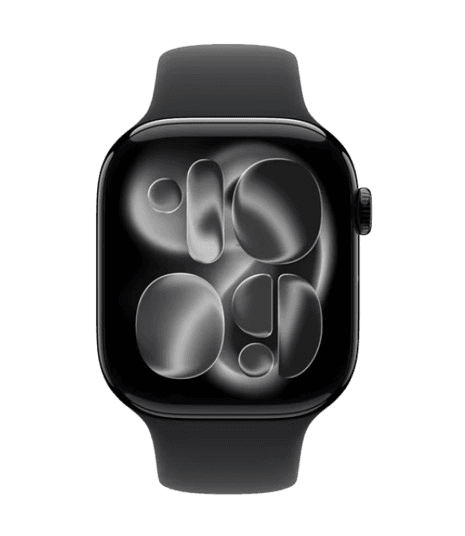 Apple Watch Series 11 GPS + Cellular, 46mm, Aluminium Case, Medium-Large Sport Band, Jet Black/Black