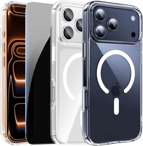 Shockproof Case for iPhone 17 Pro Max Clear with Privacy Screen Protector
