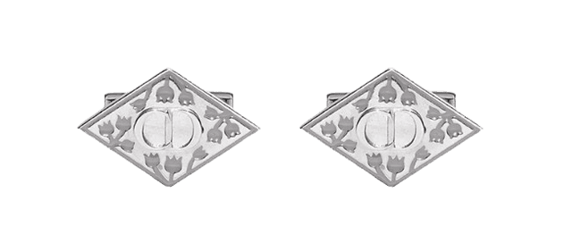 Dior Lily of the Valley Cufflinks Silver and Gray Resin