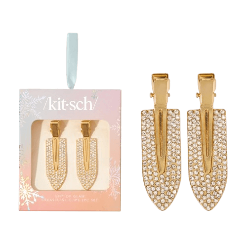 Kitsch Gold Rhinestone Creaseless Clips 2pc set