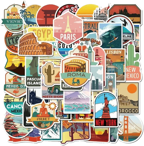 50Pcs Travel Landscape Waterproof Graffiti Stickers