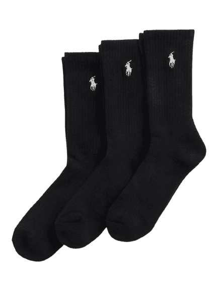 Ralph Lauren Cushioned Sport Crew Socks, Pack of 3, Black