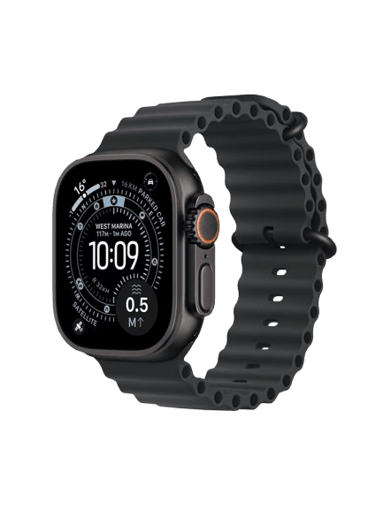 Apple Watch Ultra 3 GPS + Cellular, 49mm, Titanium Case with Ocean Band, One Size, Black Titanium